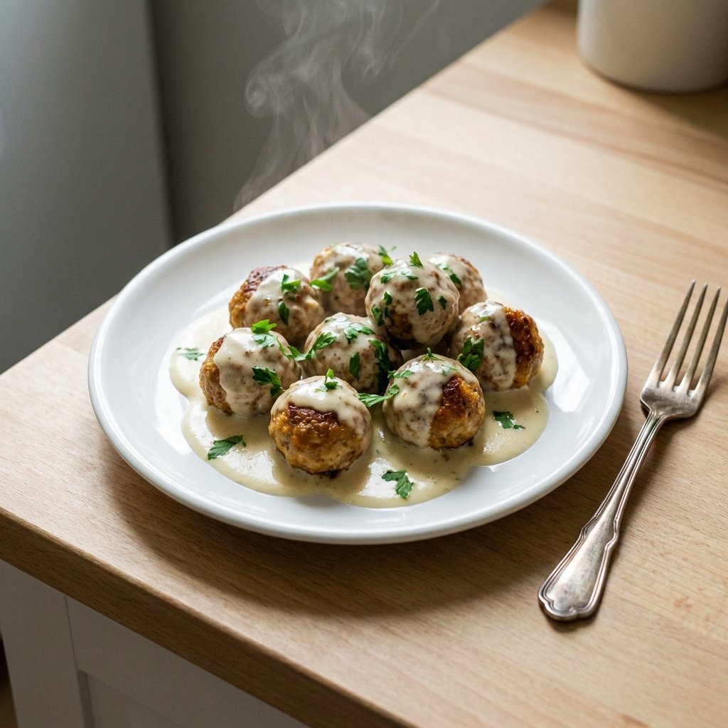 Keto Kjøttkaker: Saftige Kjøttkaker i Fløtesaus