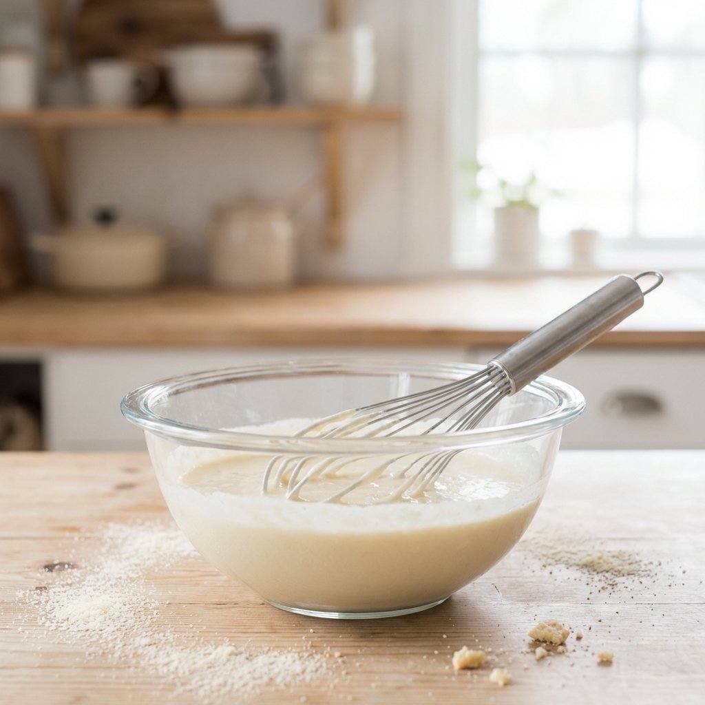 Keto pannekakerøre i glasskål med visp