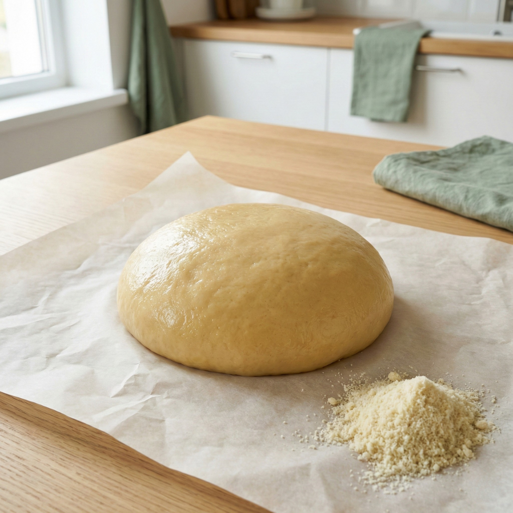 Fat Head-deig formet til ball på bakepapir