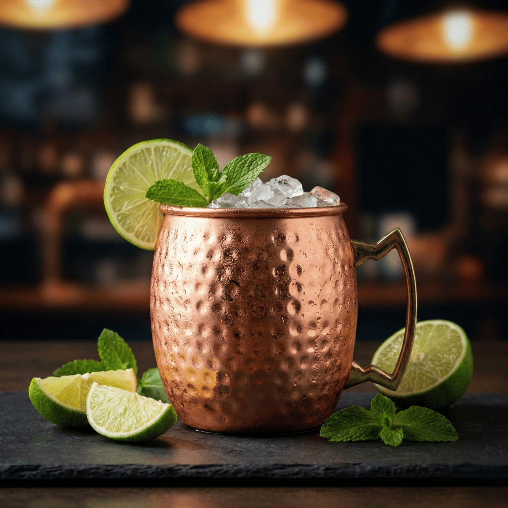 Keto Moscow Mule i kobberkrus, pyntet med frisk lime og mynte