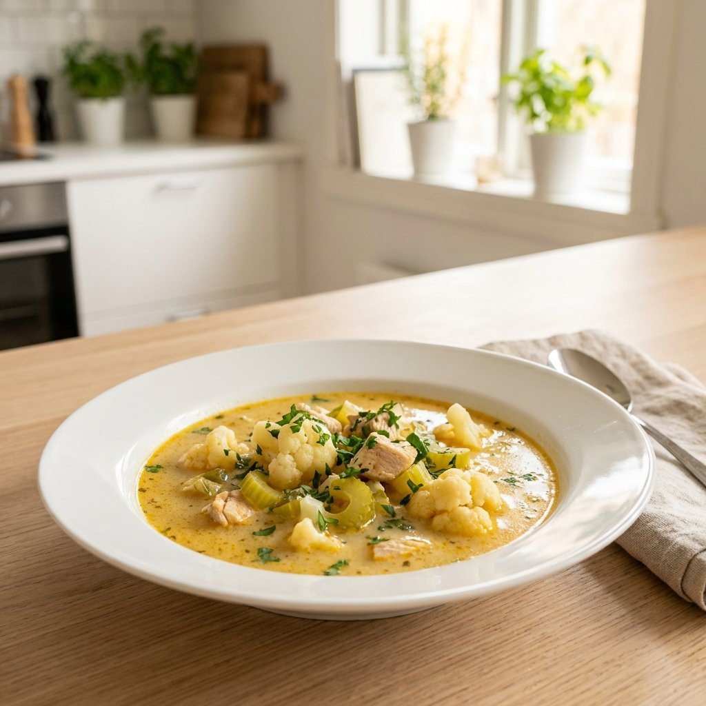 Kremet keto-kyllingsuppe med blomkål
