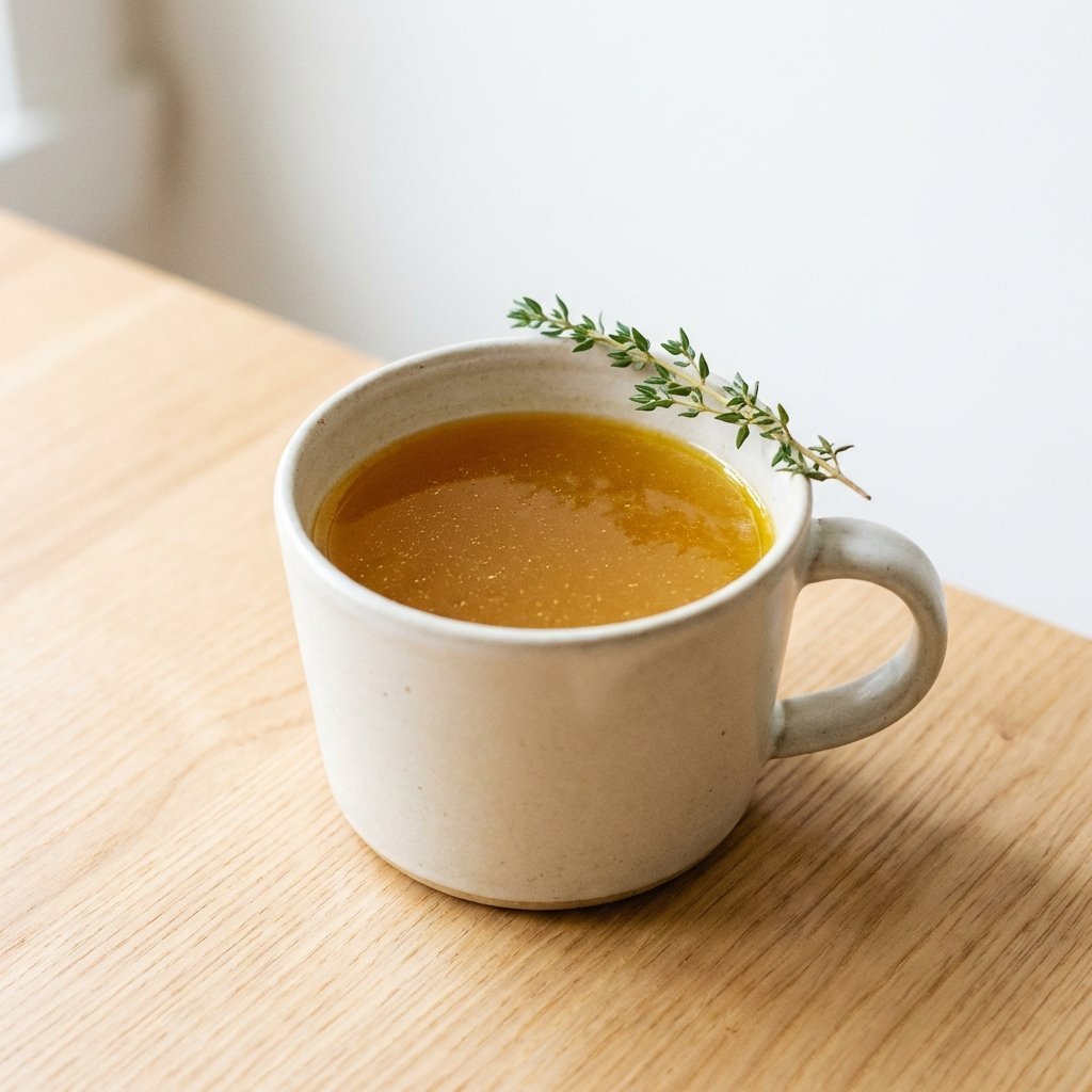 Gylden beinbuljong i kopp