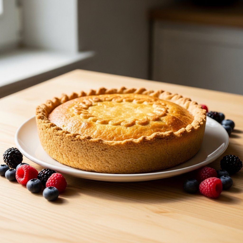 Gyllen keto-paibunn av mandelmel, fint stekt og klar til å fylles