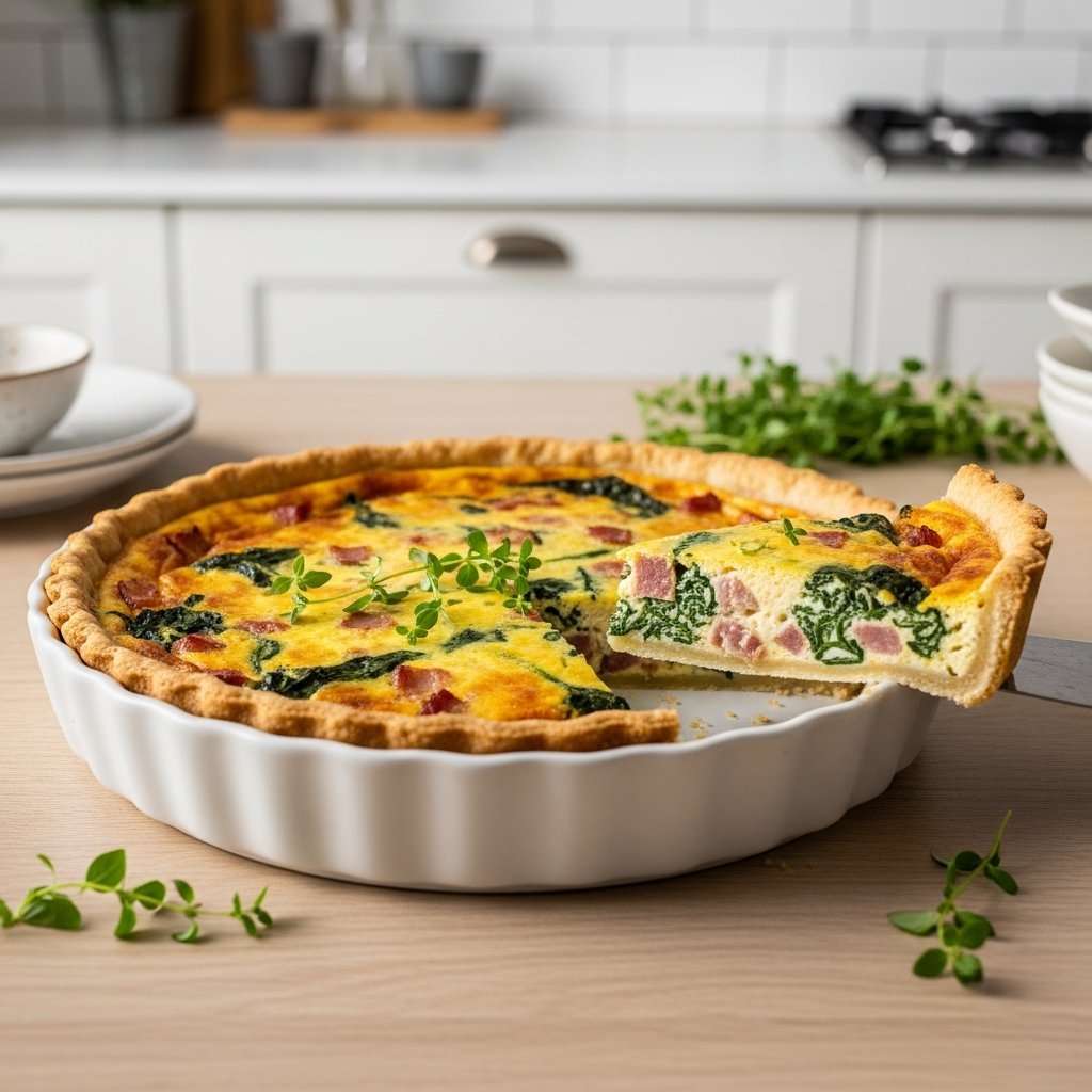Ferdig keto-quiche med ostebunn