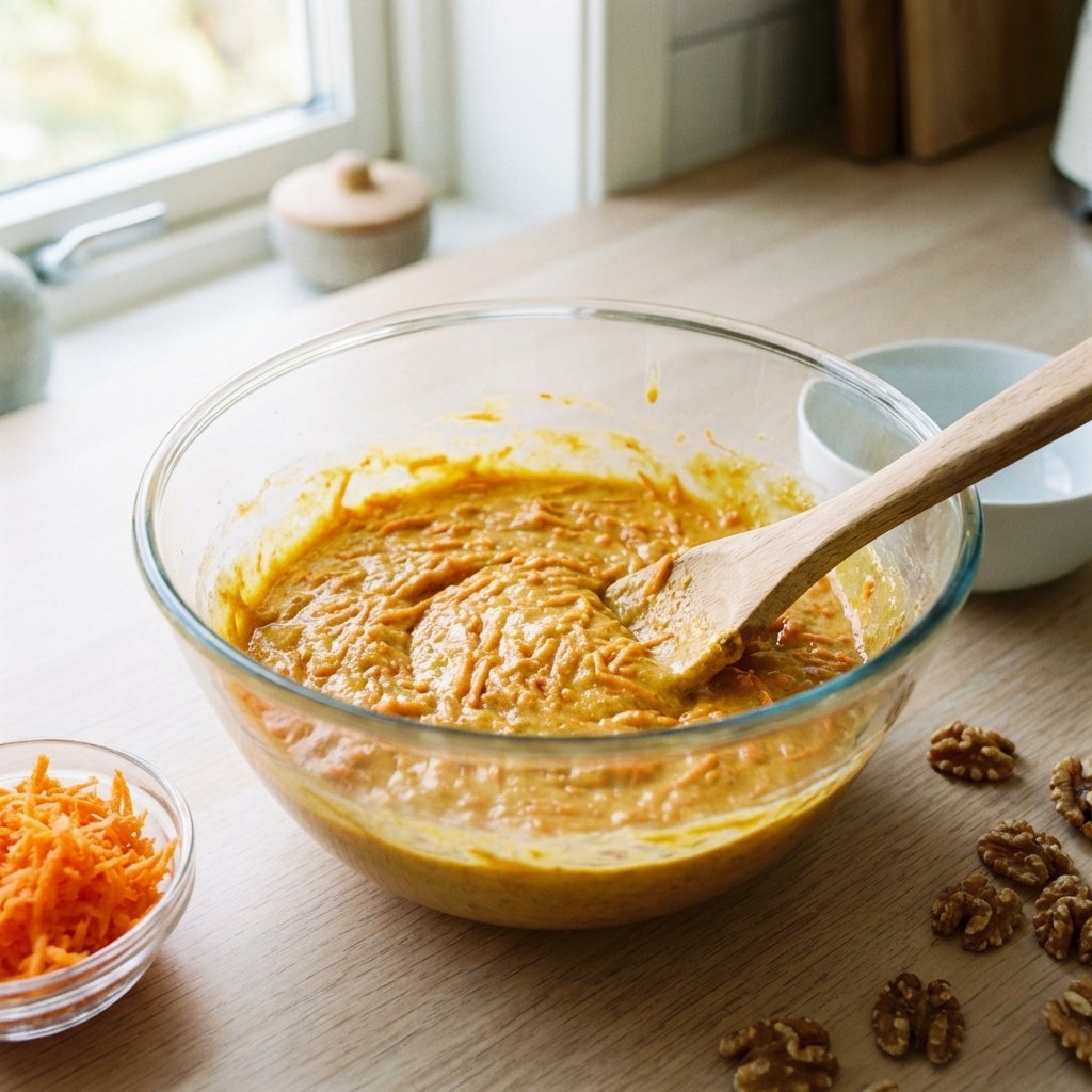 Keto gulrotkake-røre med revet gulrot og valnøtter