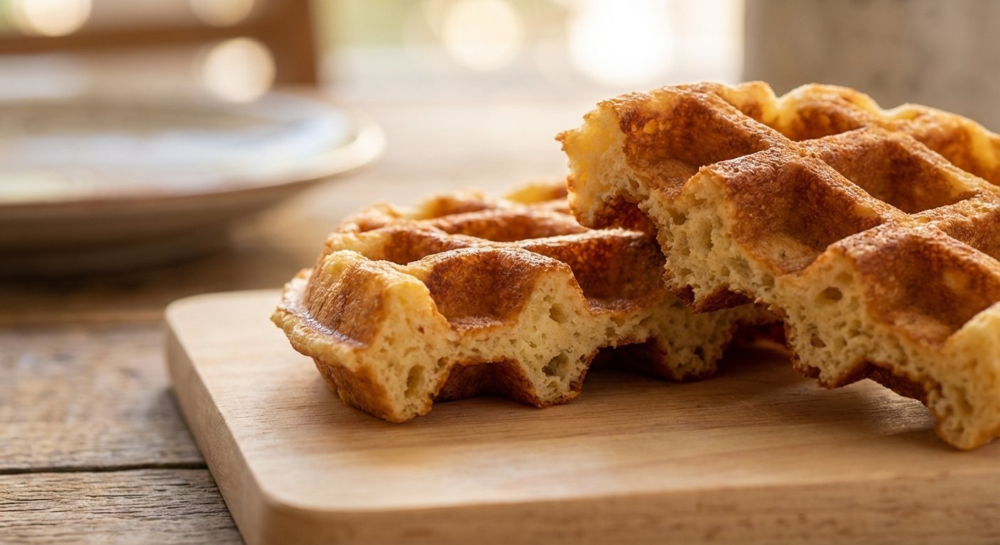 Sprø keto vafel – nærbilde av konsistensen