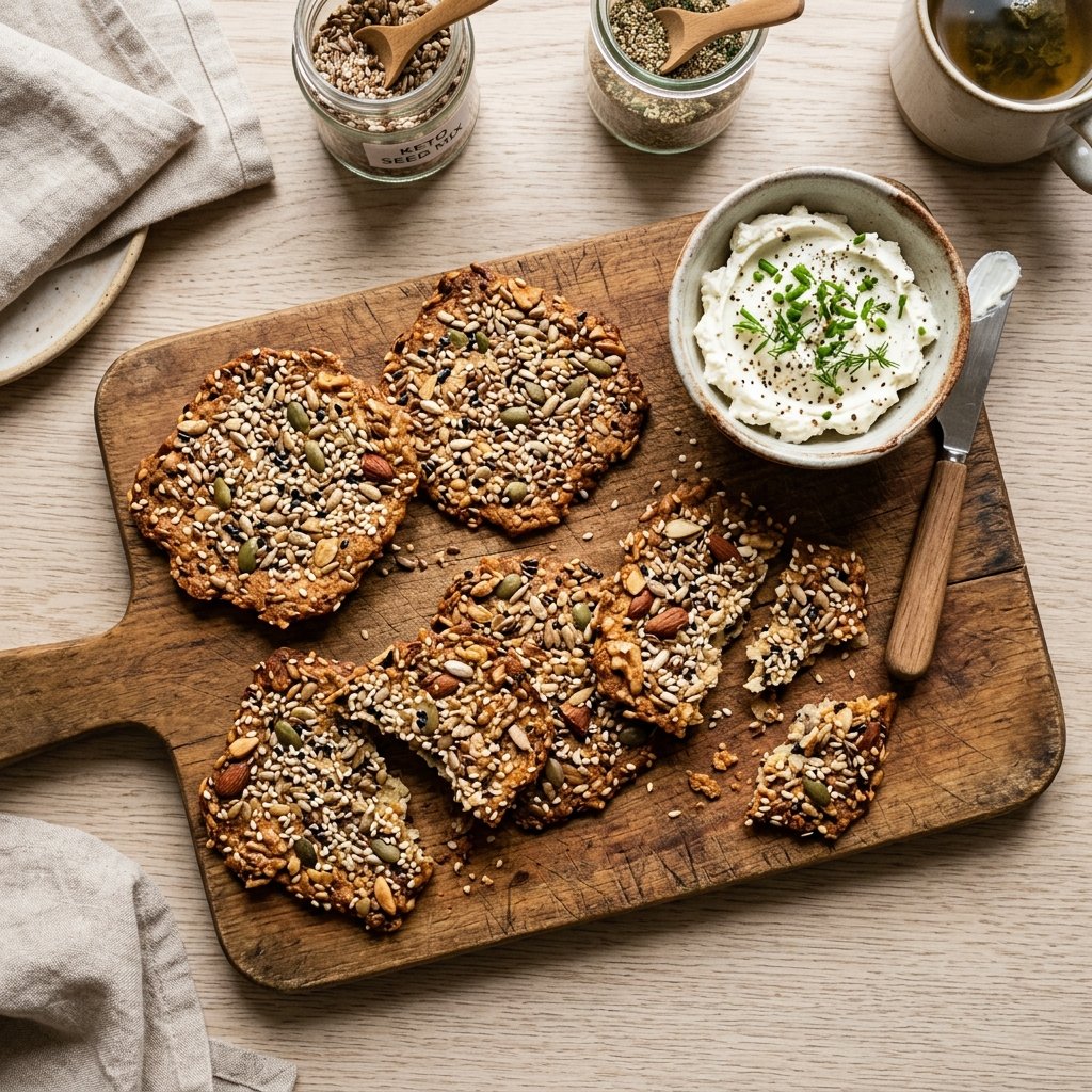 Keto knekkebrød med frø - sprøtt og lavkarbo
