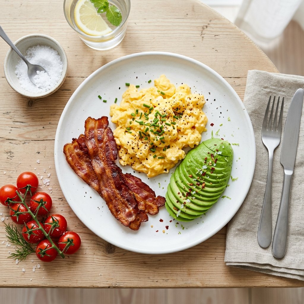 Keto eggerøre med bacon og avokado