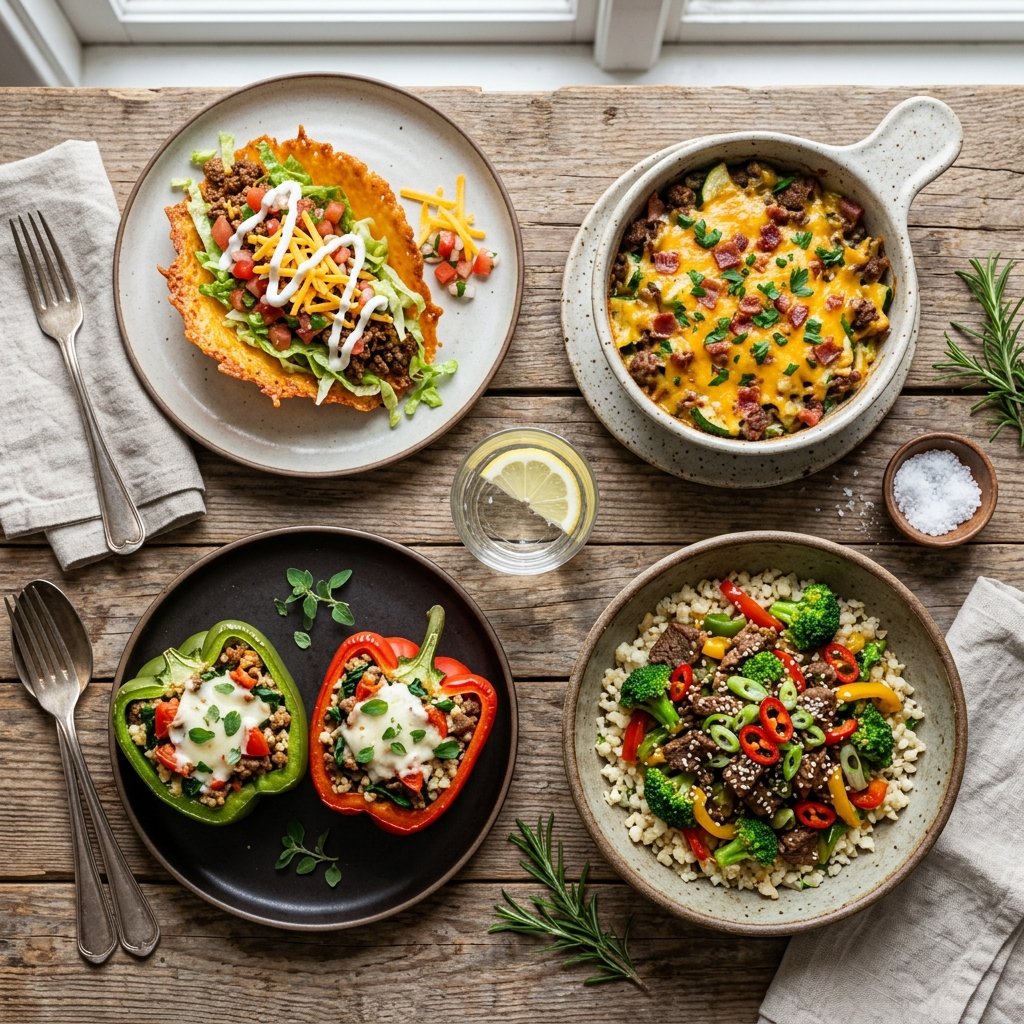 7 keto-middager med kjøttdeig - raske hverdagsoppskrifter