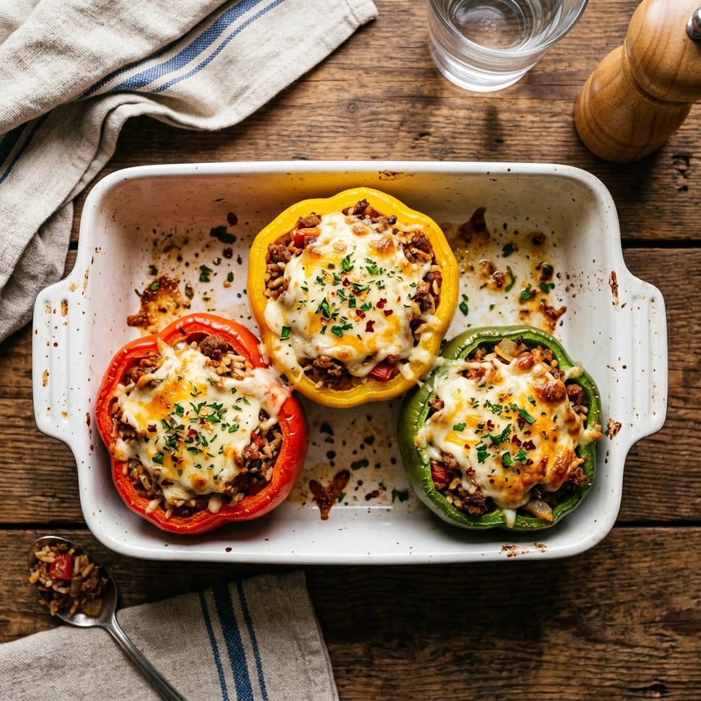 Keto fylte paprikaer med kjøttdeig og ost
