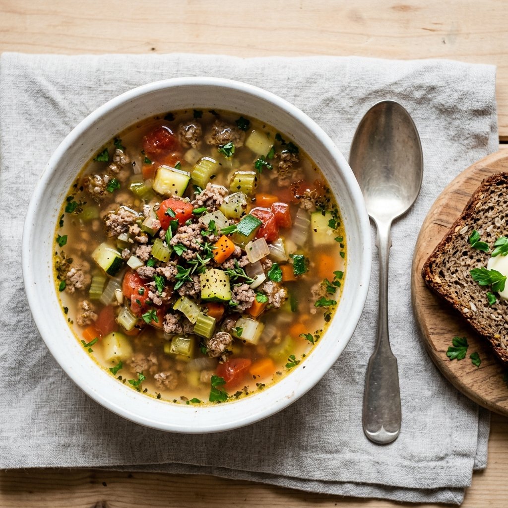 Keto kjøttdeigsuppe med grønnsaker