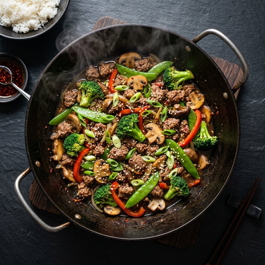 Keto kjøttdeig wok med asiatisk smak