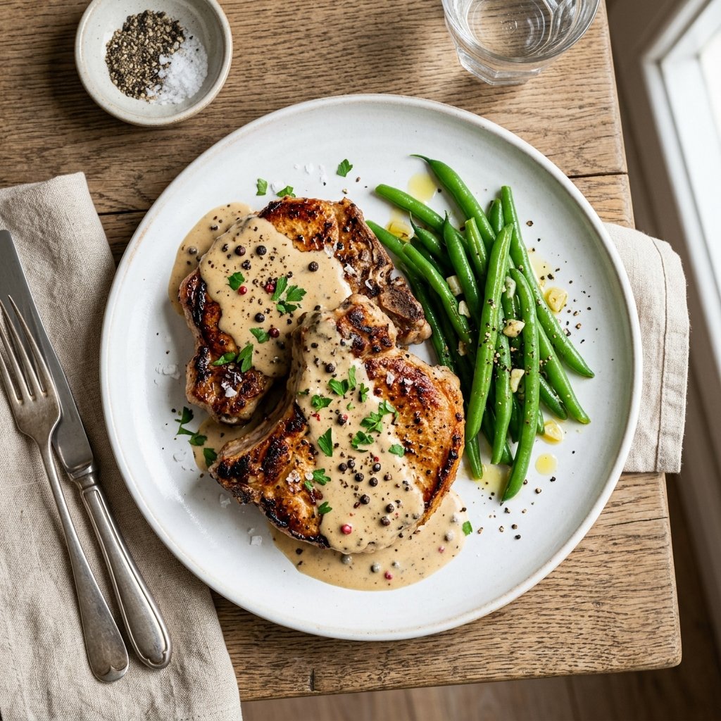 Keto svinekoteletter med kremsaus