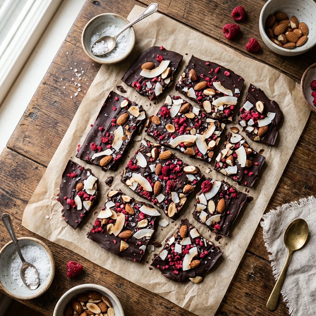 Keto sjokolade bark med notter og bar