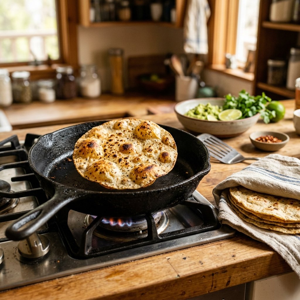 Keto tortilla stekes i tørr panne